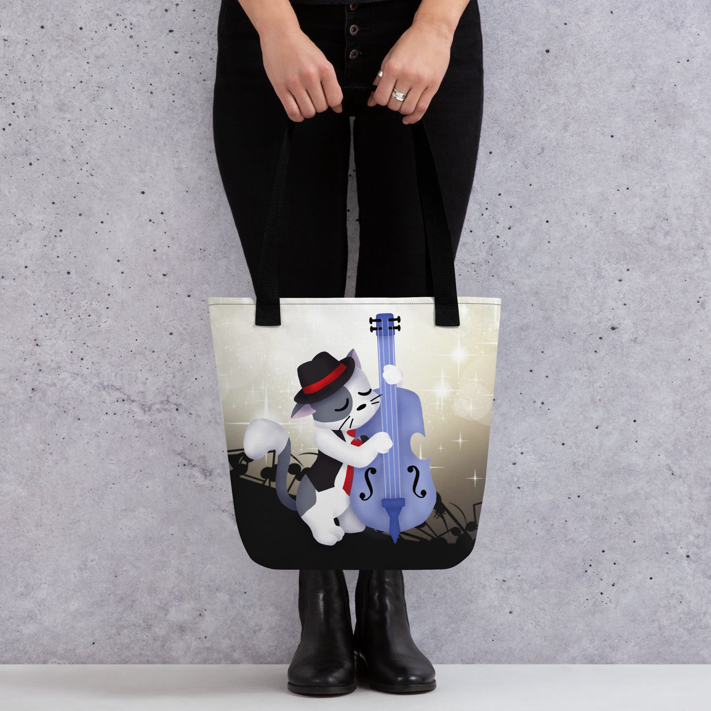 Jazz Kitty Double Bass Tote Bag