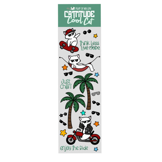 Sticker Sheet - Cattitude, Cool Cat (2" x 7")