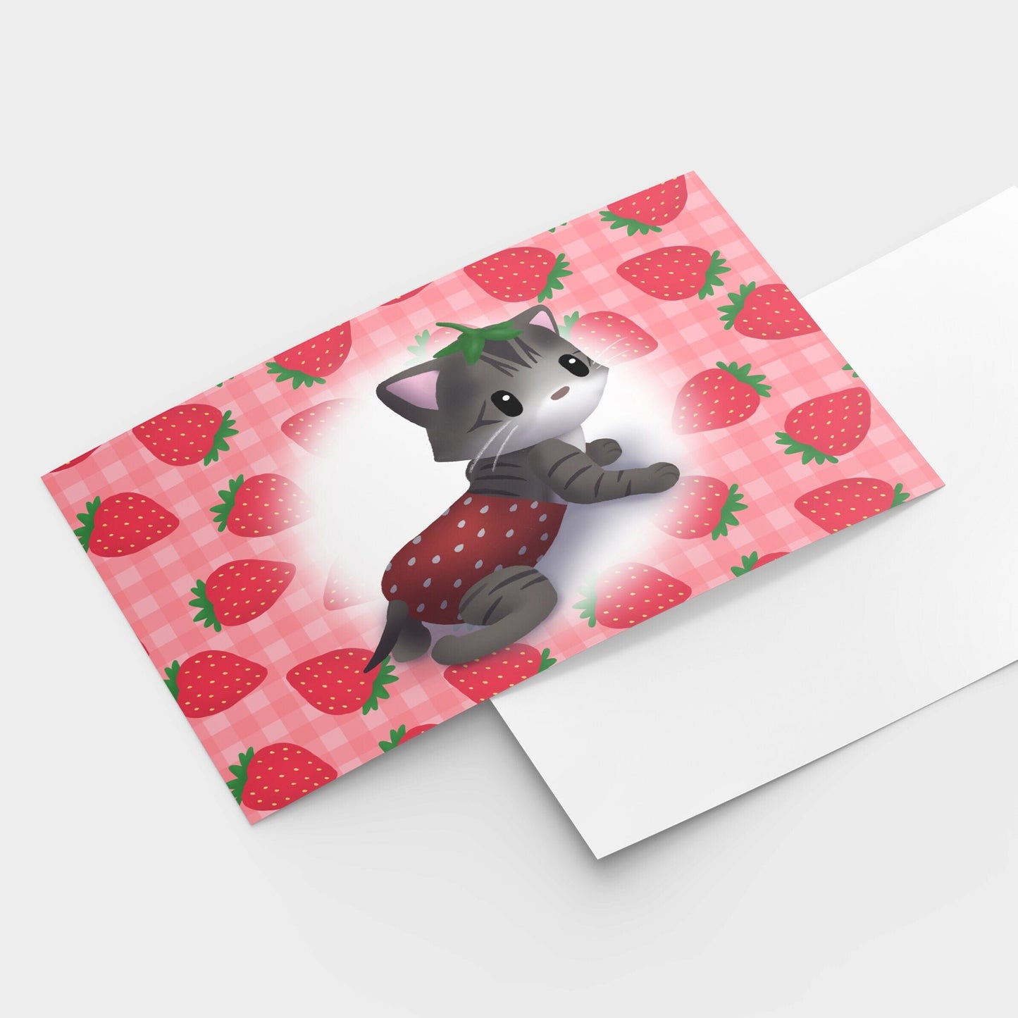 Strawberry Kitty (Teagan) A6 Postcard, Greeting Cards/Postcards, Post Cards