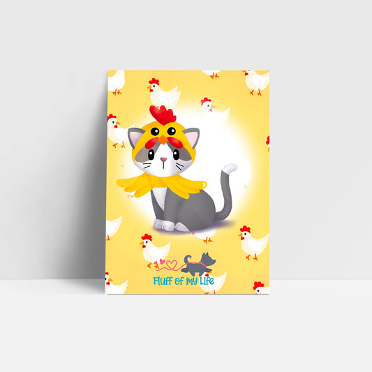 Kitty in Chicken Costume Postcard