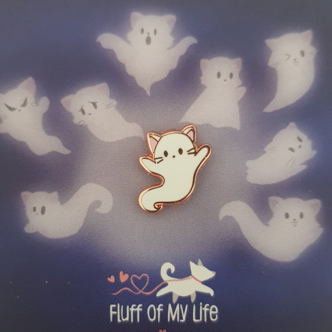 Ghost Kitties Set A, Set of 4 - Tiny Enamel Pins, Mini Pin Set, Pins, Brooches & Lapel Pins