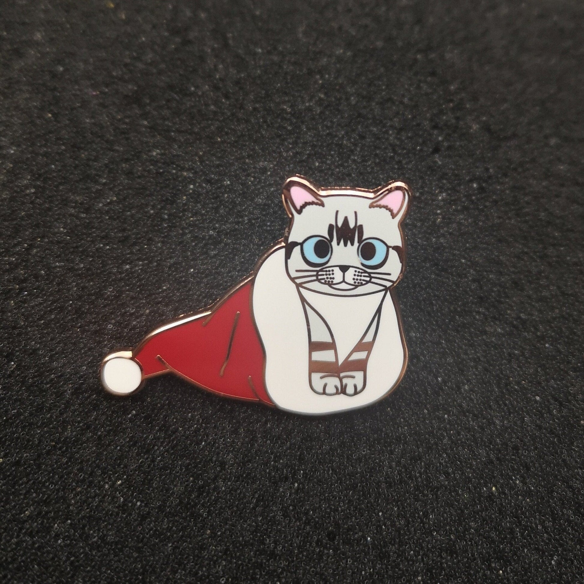 Christmas Roo - Hard Enamel Pin (Kitty Pin, Cat in Xmas Stocking), Pins, Brooches & Lapel Pins