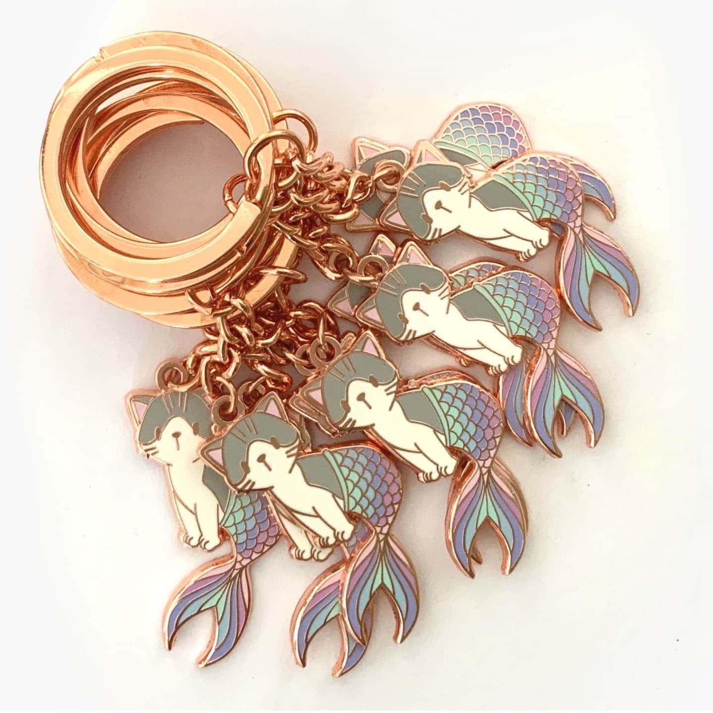 Pastel Purrmaid Keychain 1.5&quot;, Keychains & Magnets, Keychains