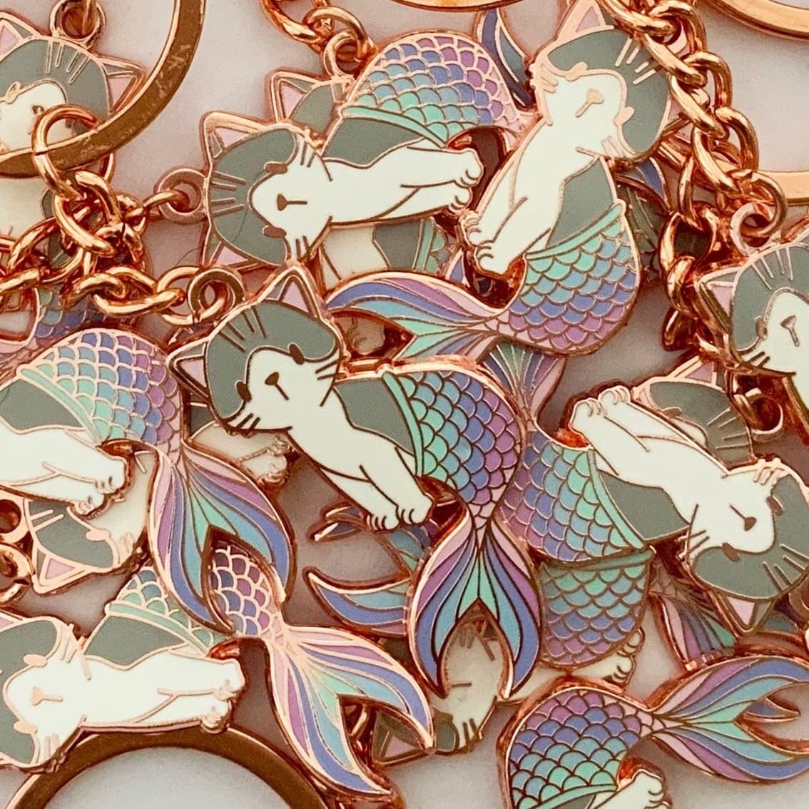 Pastel Purrmaid Keychain 1.5&quot;, Keychains & Magnets, Keychains