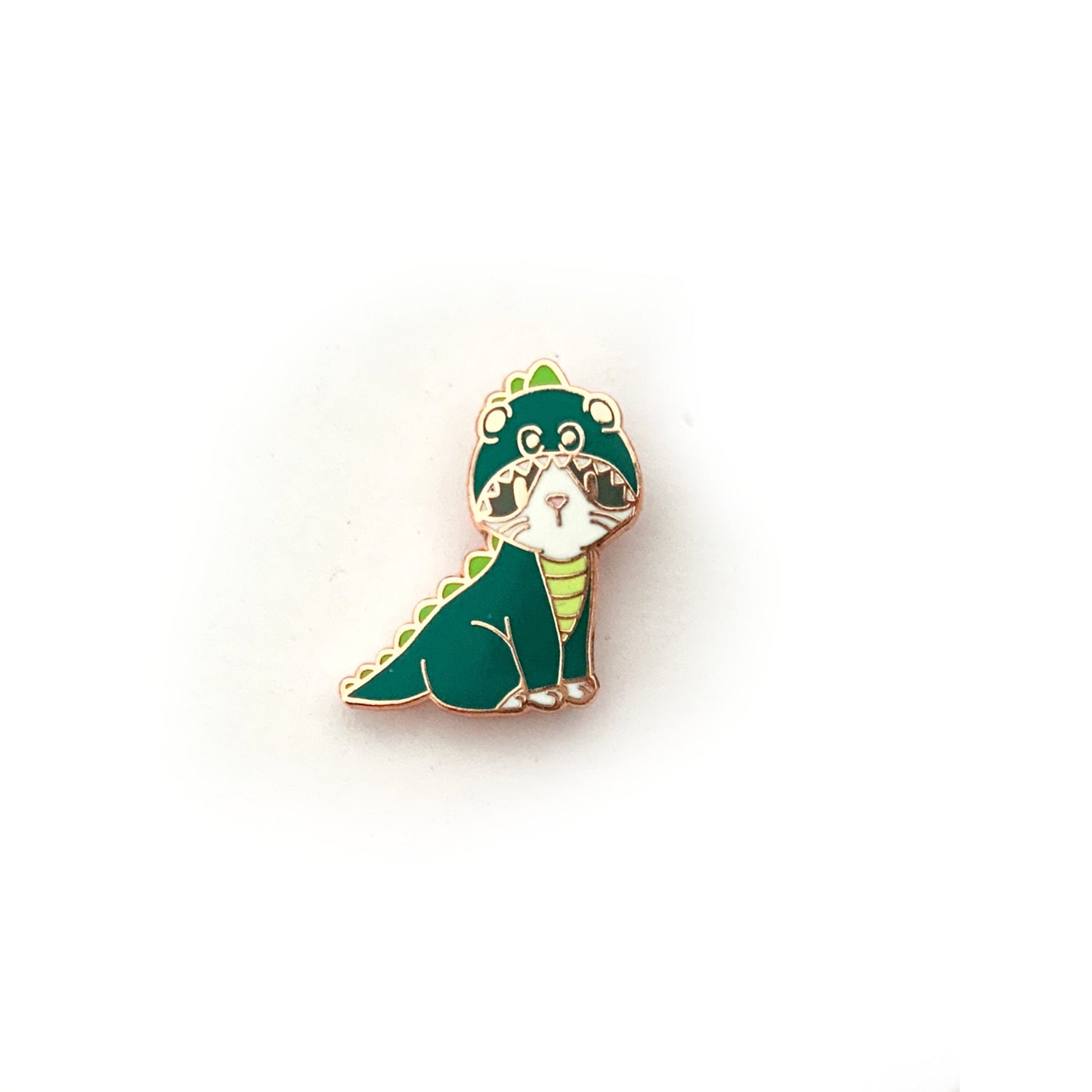 Kitty in Dino Suit/Costume - Small Enamel Pin, Pins, Brooches & Lapel Pins