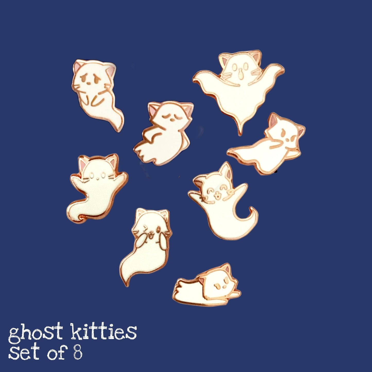 Ghost Kitty, Sad - Tiny Enamel Pin, Halloween Cat Pin, Pins, Brooches & Lapel Pins