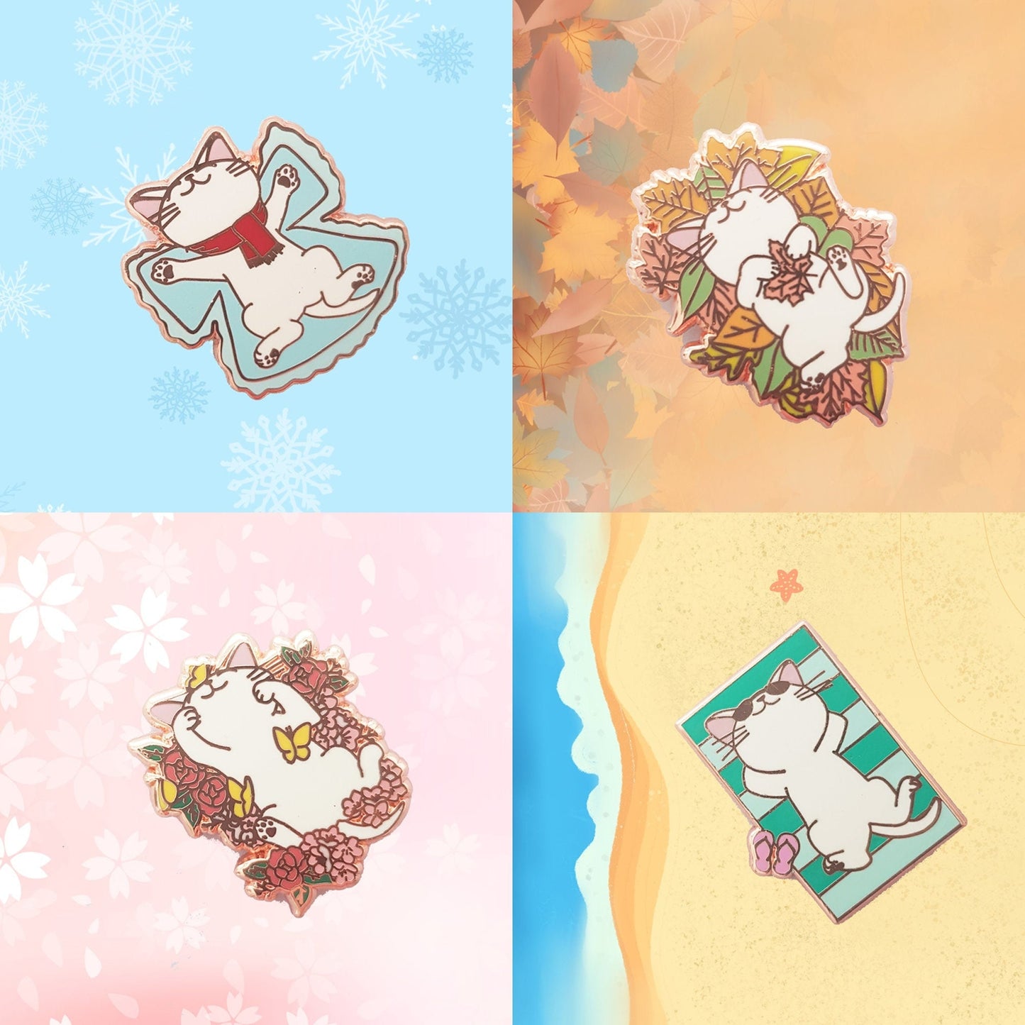 Winter Snow Angel Kitty - Small Enamel Pin, Pins, Brooches & Lapel Pins