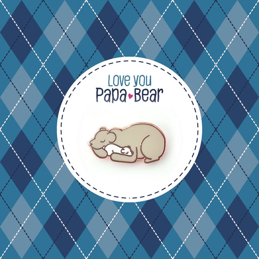 Papa Bear & Baby Bear, Sleeping Polar Bears 0.75&quot; - Small Enamel Pin, Pins,
