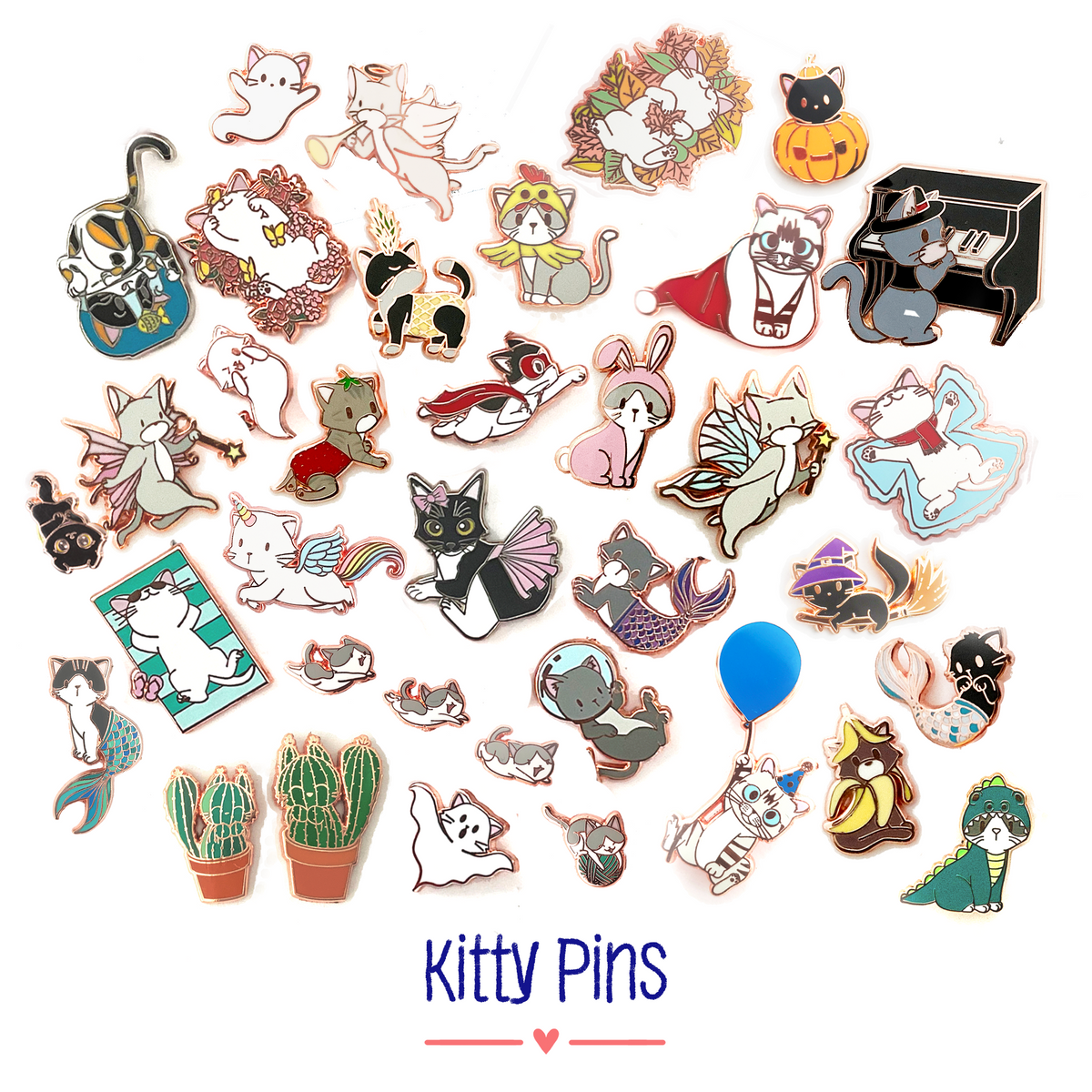 Cute Cat Enamel Pins & Cat Pin Sets