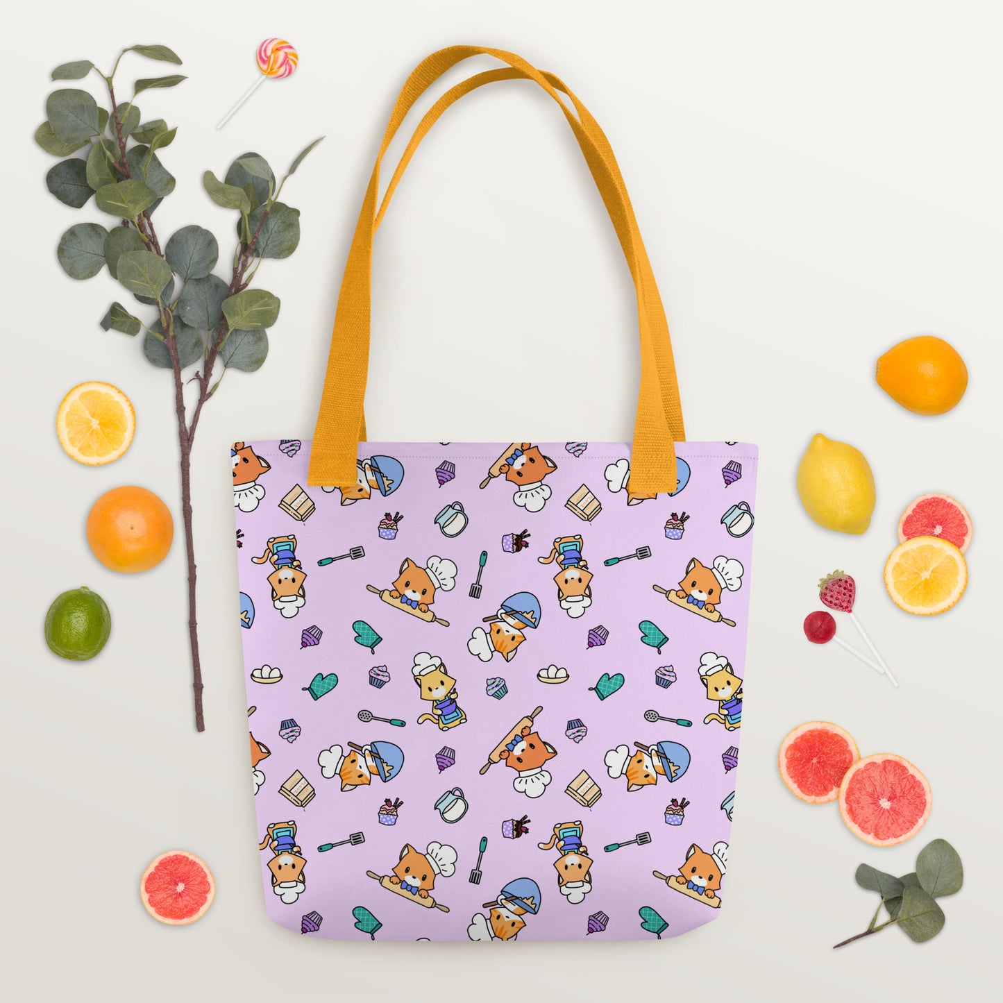 Chef Kitty Patterned Tote Bag