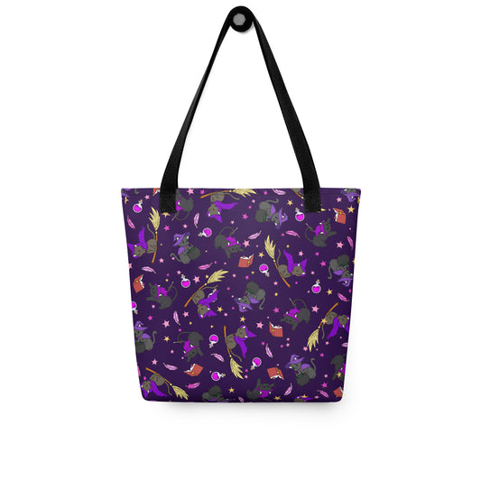 Witch Kitty Patterned Tote Bag