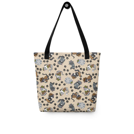 Detective Kitty Patterned Tote Bag