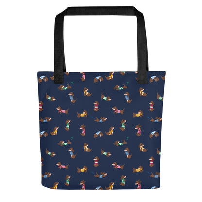 Dachshunds in Stripes Patterned Tote Bag