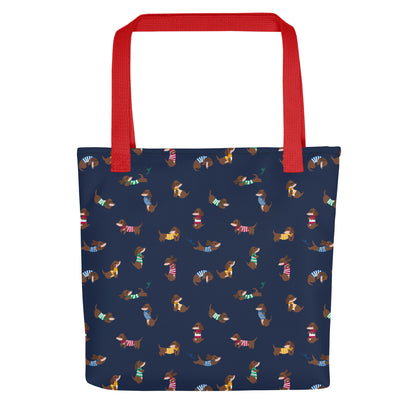 Dachshunds in Stripes Patterned Tote Bag