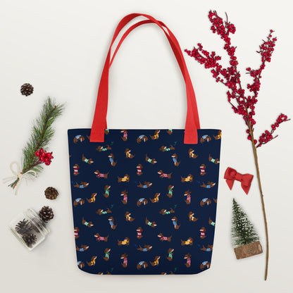 Dachshunds in Stripes Patterned Tote Bag