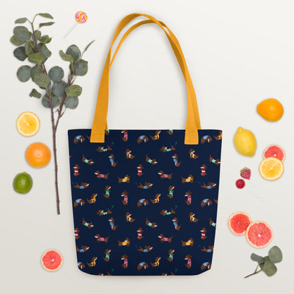 Dachshunds in Stripes Patterned Tote Bag