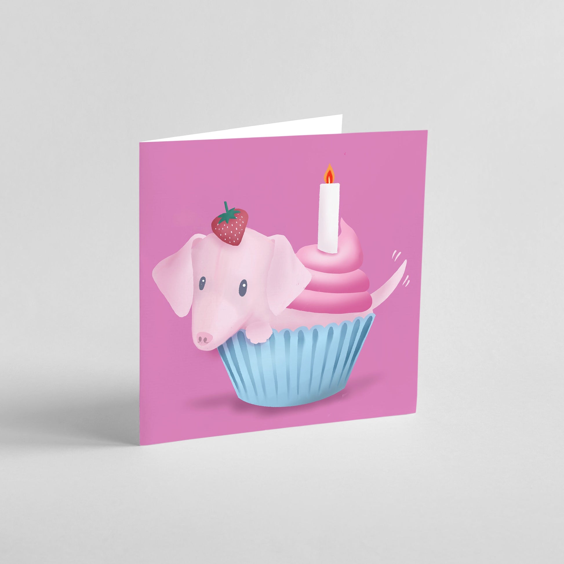 Cute Pink Dog in Cupcake, Birthday Greeting Card (feat. Piglet the Puppy)