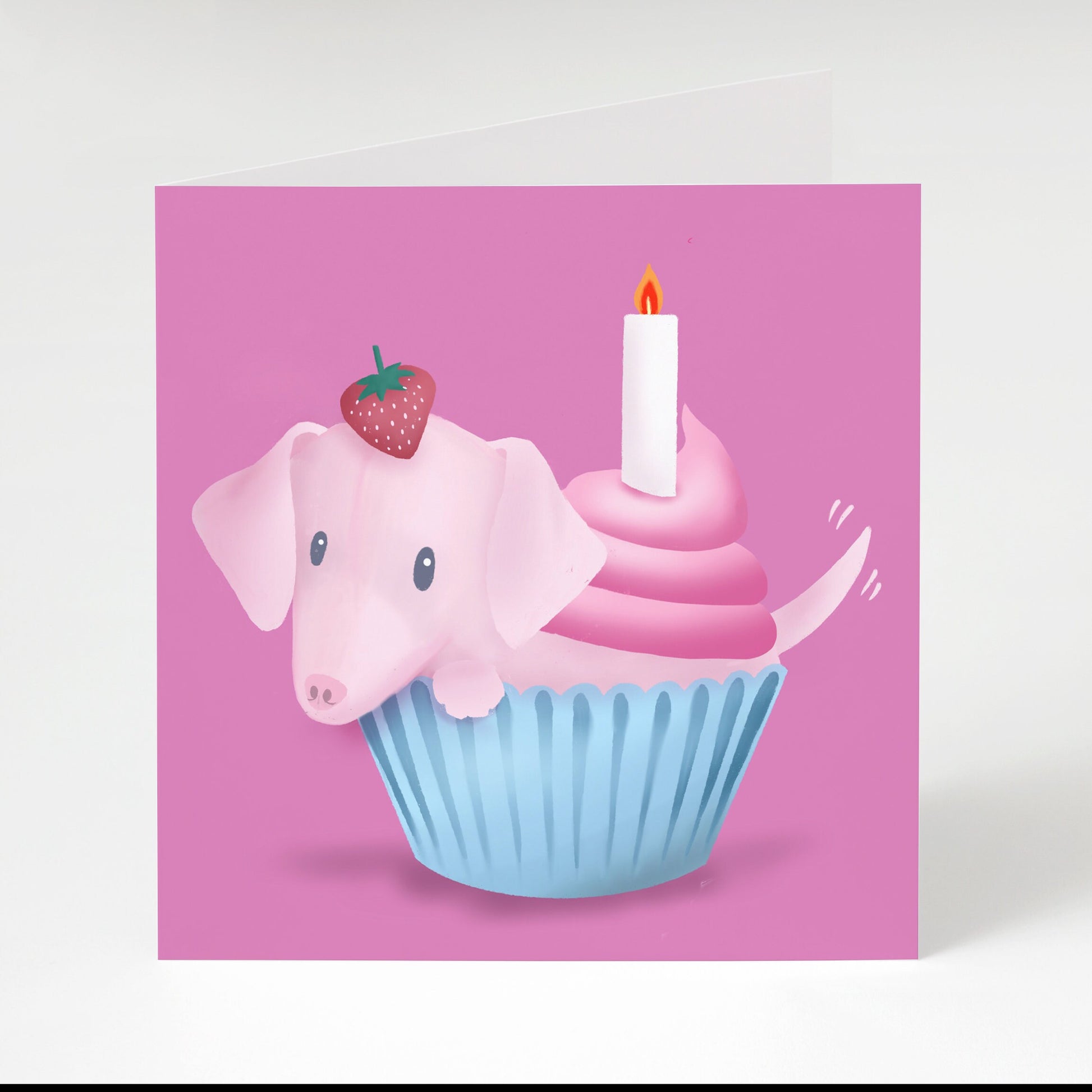 Cute Pink Dog in Cupcake, Birthday Greeting Card (feat. Piglet the Puppy)