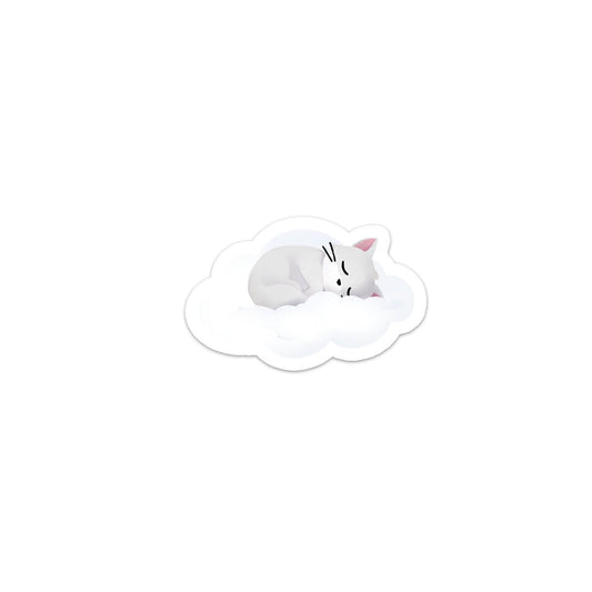 Sleeping Kitties - White Kitty on Cloud - Vinyl Sticker