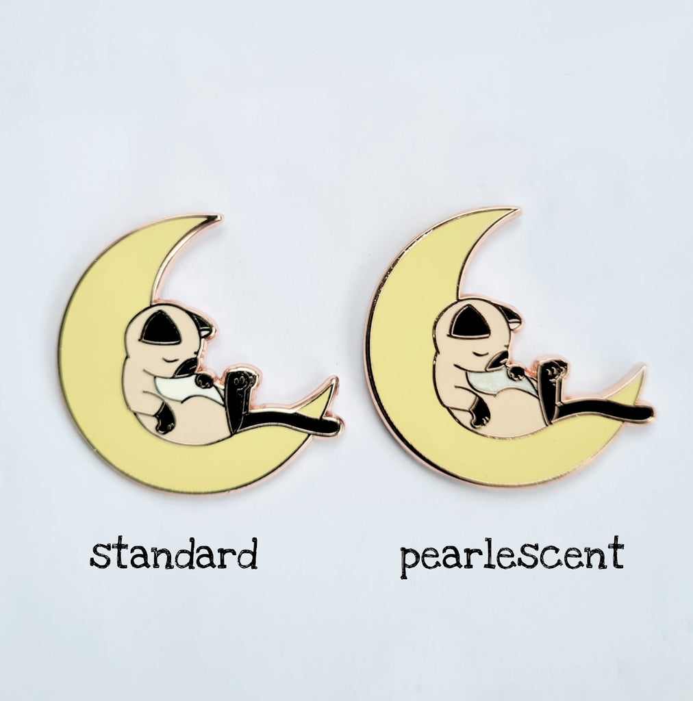 Sleeping Kitty on Moon Pin