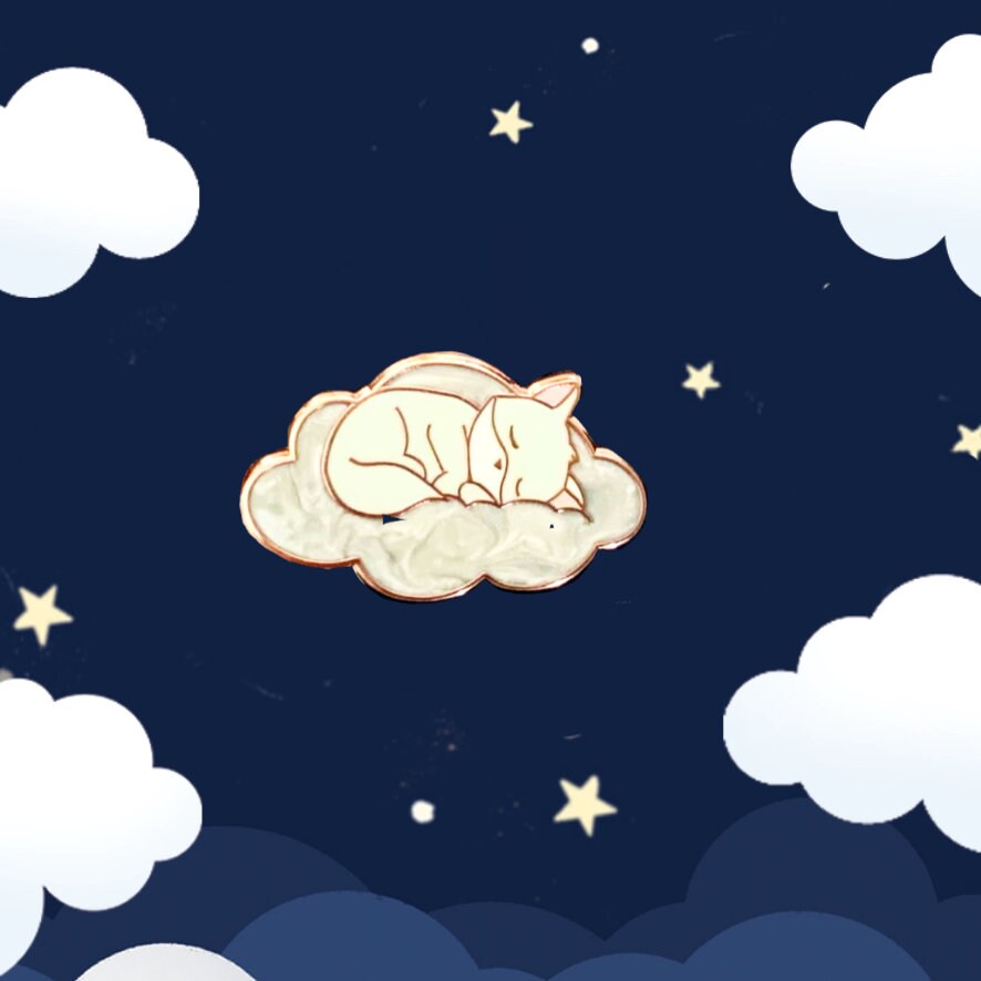 Sleeping Kitty on Cloud Pin