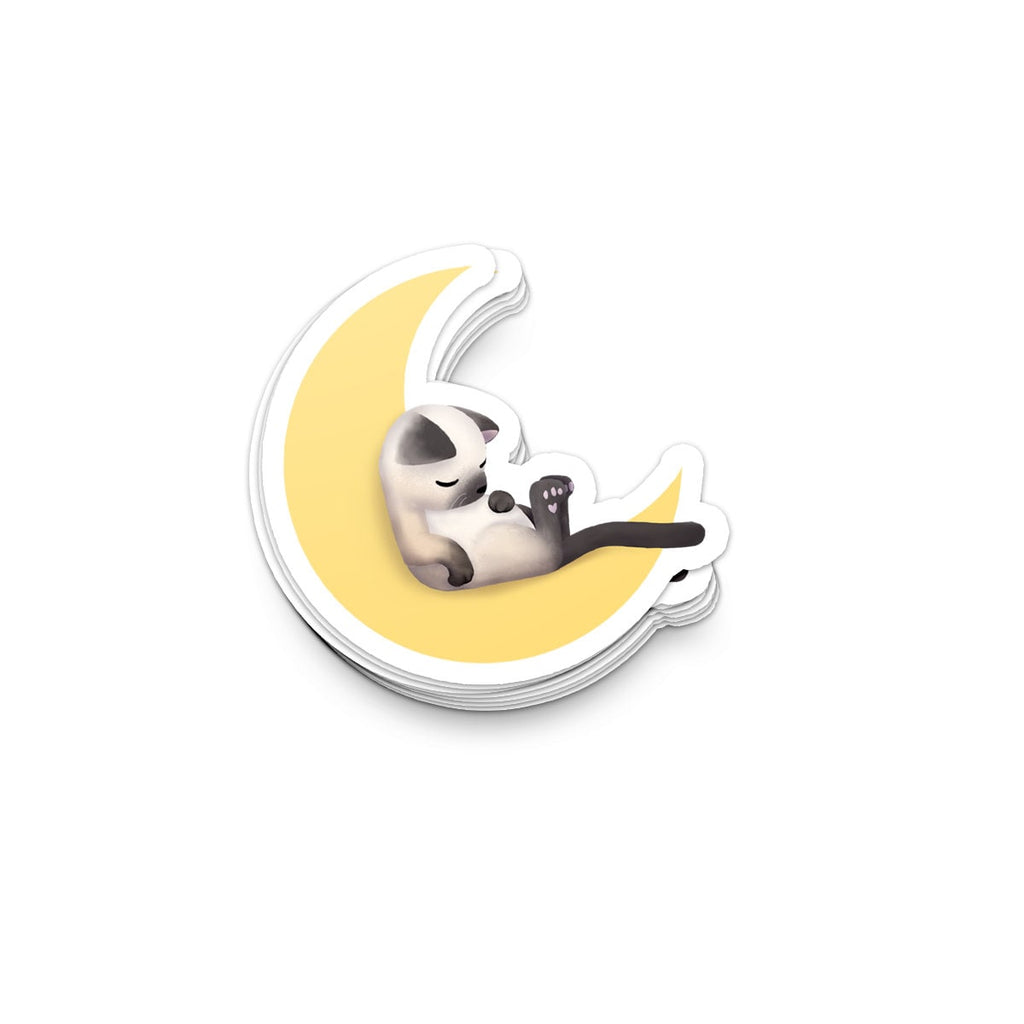 Sleeping Kitties, Kitty on Moon - Sticker