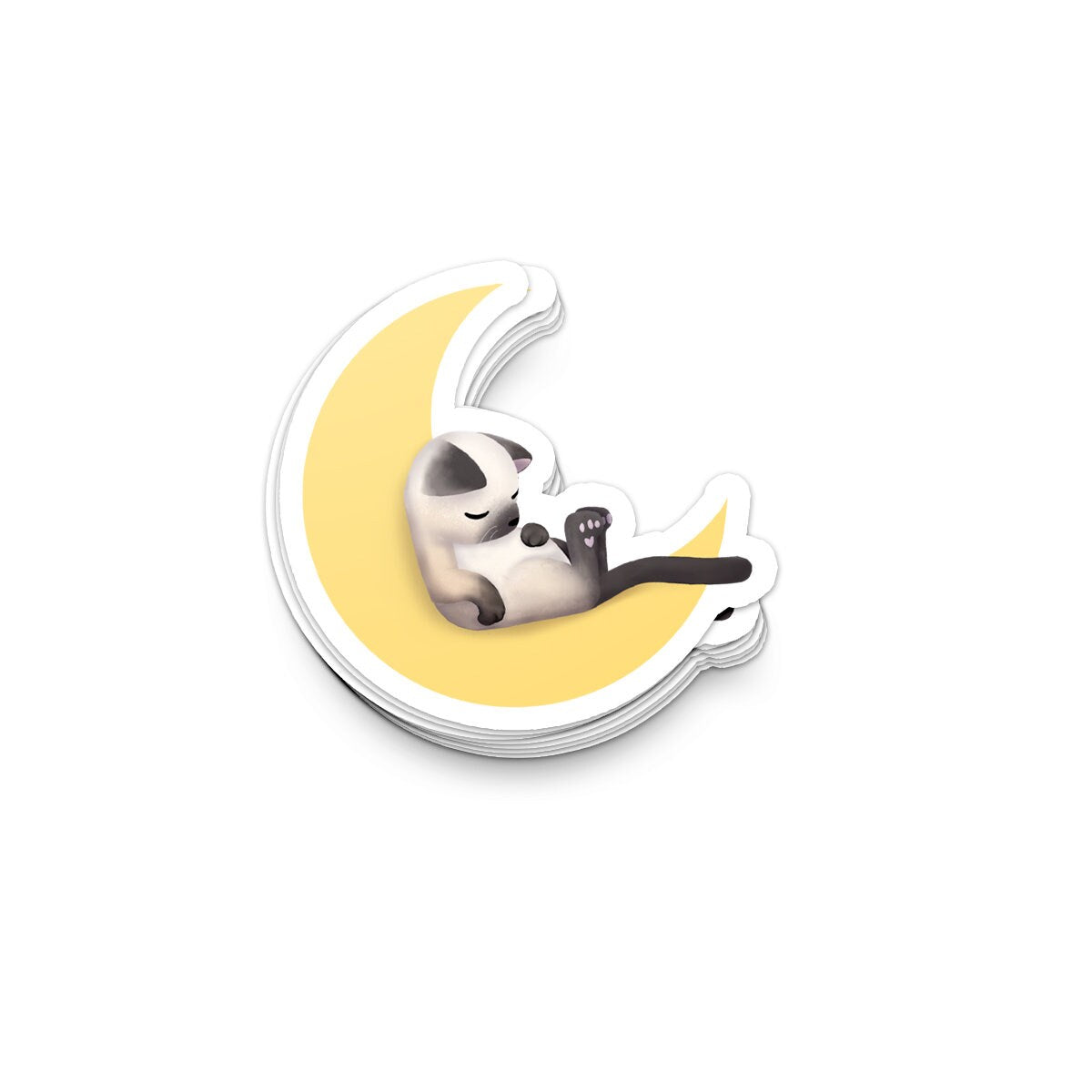 Sleeping Kitties, Kitty on Moon - Sticker