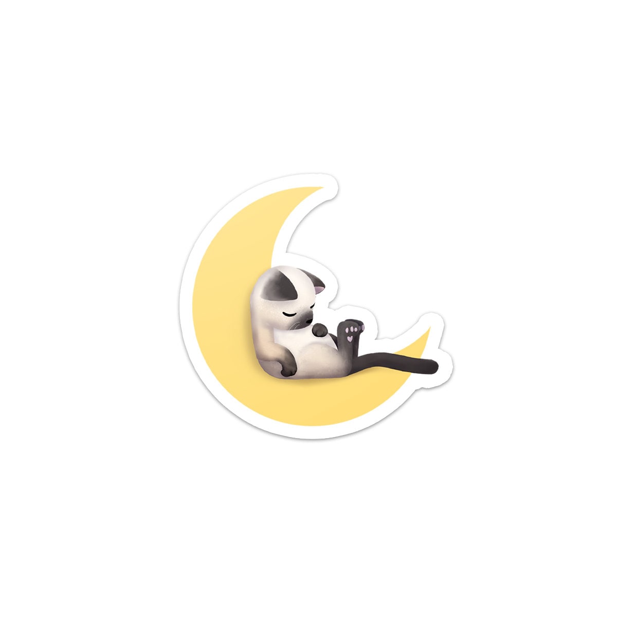 Sleeping Kitties, Kitty on Moon - Sticker