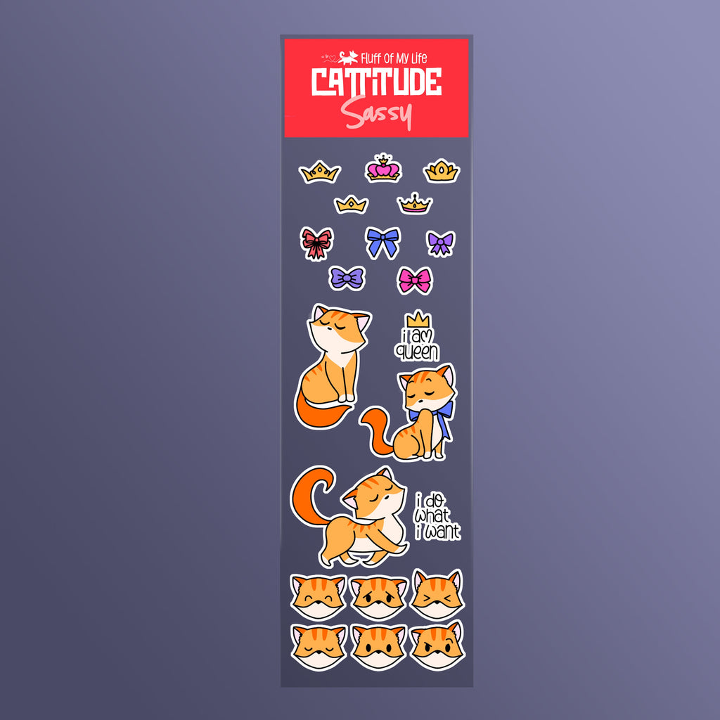 Sticker Sheet - Cattitude, Sassy Cat