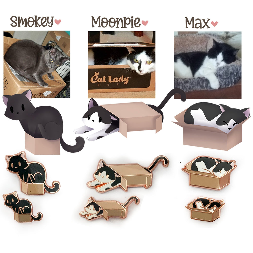 Kitty-in-a-Box, Mini Pin Set of 3