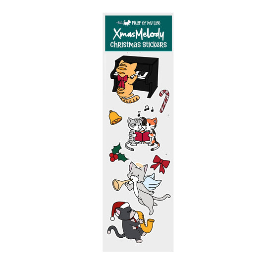 Sticker Sheet - Christmas Melody Cats (2" x 7")
