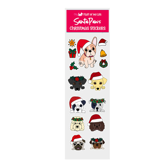 Sticker Sheet - Christmas, Santa Paws (2" x 7")