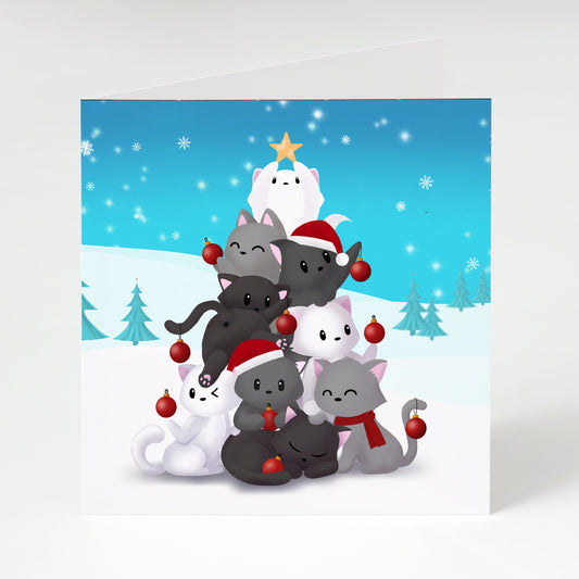 Christmas Greeting Card - Oh Kitty Tree II