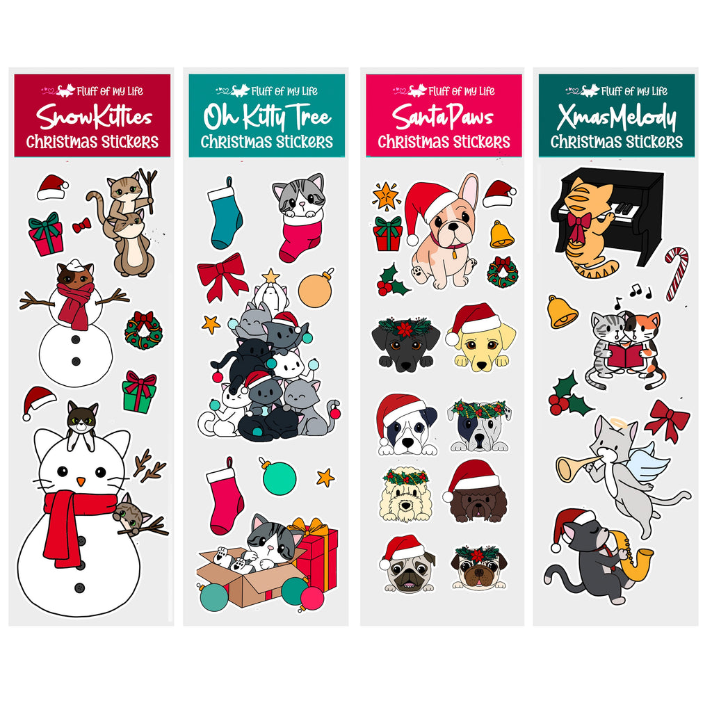 Sticker Sheet - Christmas Snow Kitties