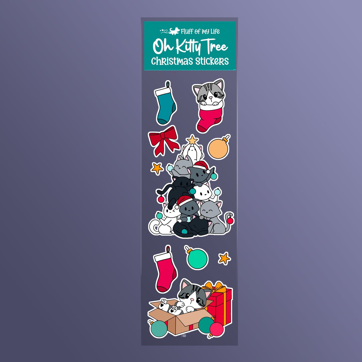 Sticker Sheet - Christmas, Oh Kitty Tree