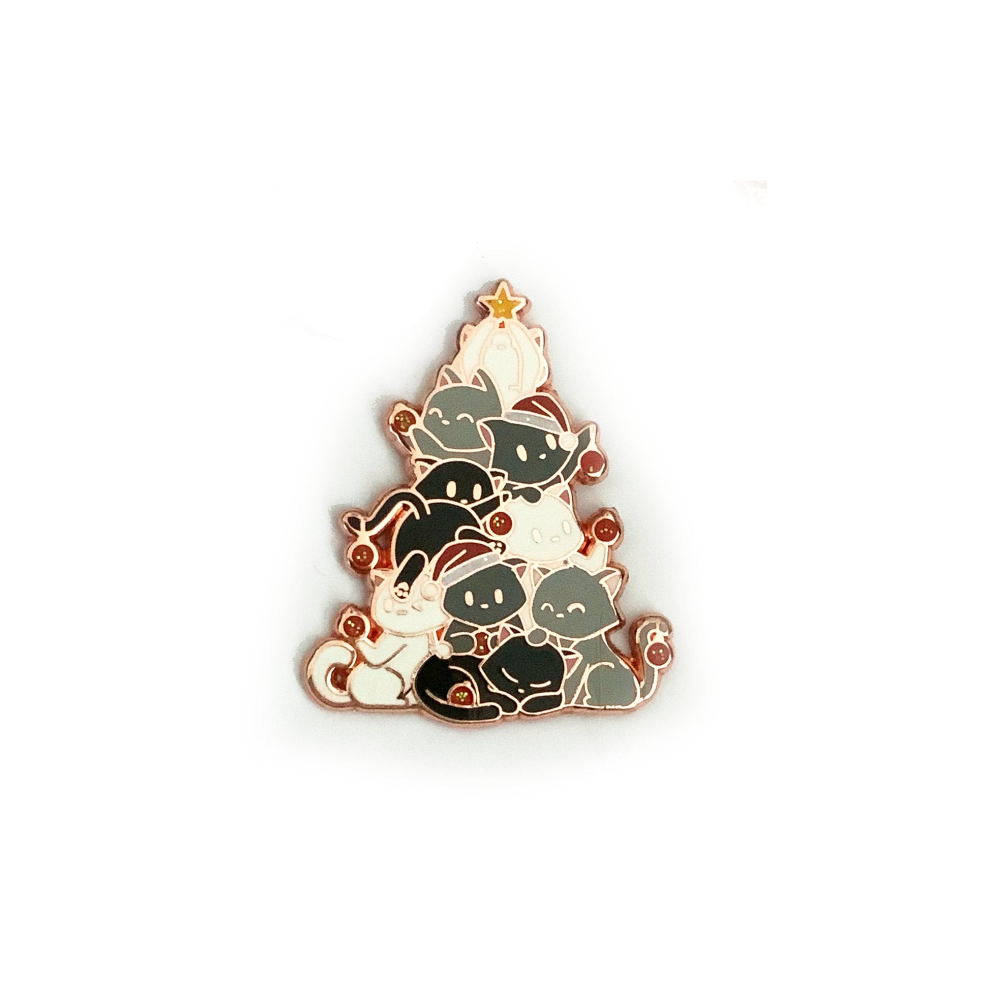 Oh Kitty Tree Pin, Red & Green