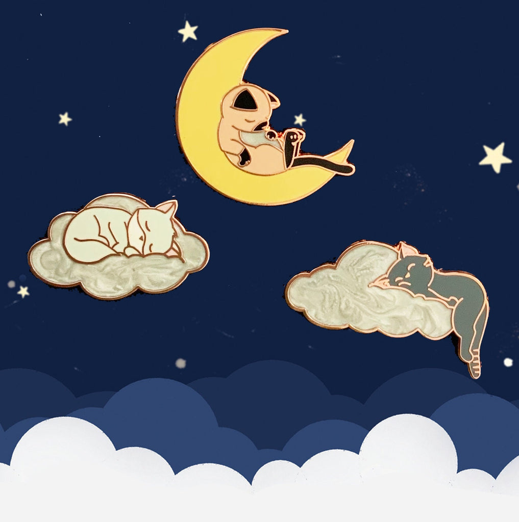 Sleeping Kitties, Set of 4 Pins