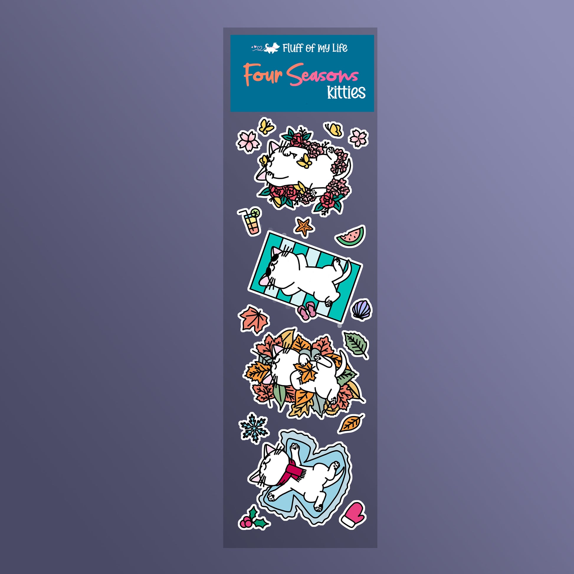 Sticker Sheet - Seasons Kitties (2" x 7")