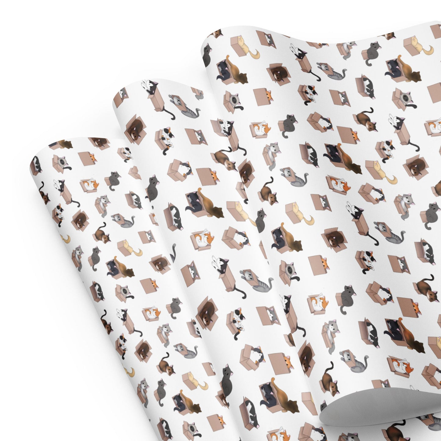 Kitty in a Box Pattern (White) - Wrapping paper sheets