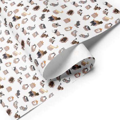 Kitty in a Box Pattern (White) - Wrapping paper sheets