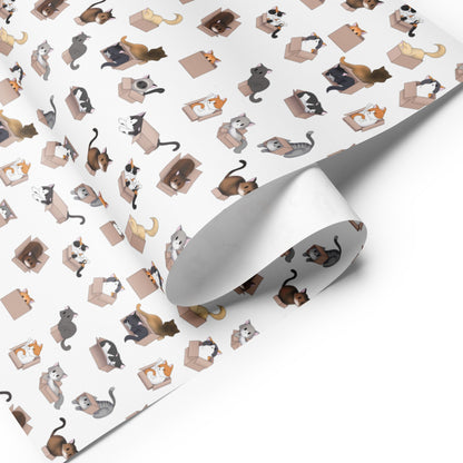 Kitty in a Box Pattern (White) - Wrapping paper sheets