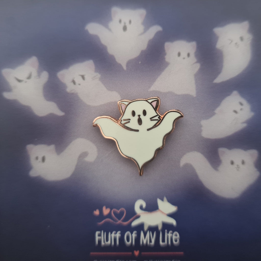 Ghost Kitties Set A, Set of 4 - Tiny Enamel Pins, Mini Pin Set, Pins, Brooches & Lapel Pins