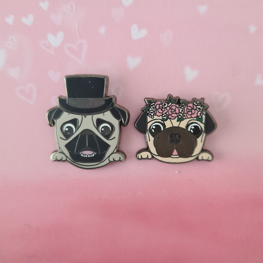 Pair of Pugs - Small Enamel Pins, Pins,