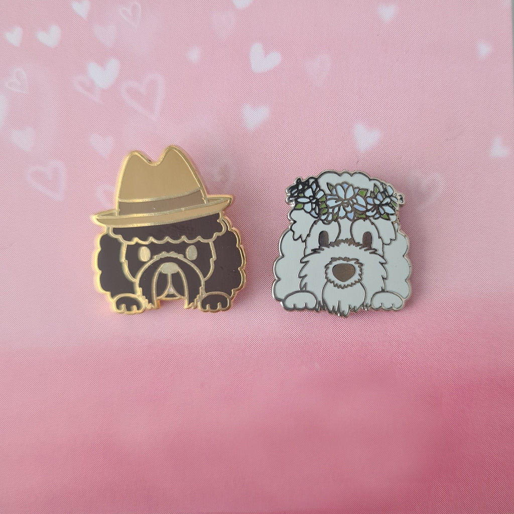 Pair of Poodles - Small Enamel Pins, Pins, Brooches & Lapel Pins