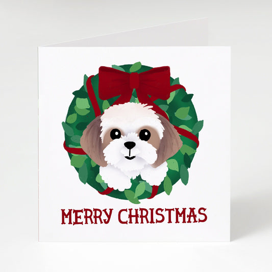 Holiday Greeting Card - Puppy in Xmas Wreath (Christmas Greeting Cards, Charity Christmas Card, Cute Dog Card), Greeting Cards/Postcards, Greeting & Note Cards