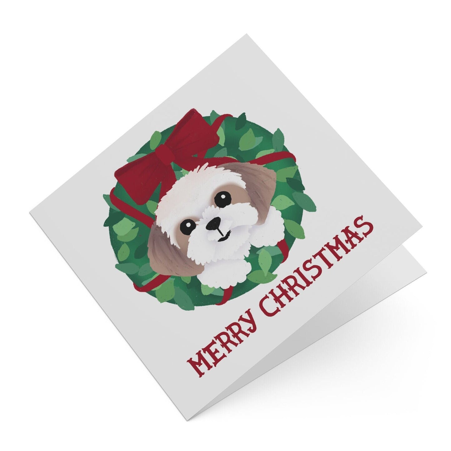 Holiday Greeting Card - Puppy in Xmas Wreath (Christmas Greeting Cards, Charity Christmas Card, Cute Dog Card), Greeting Cards/Postcards, Greeting & Note Cards