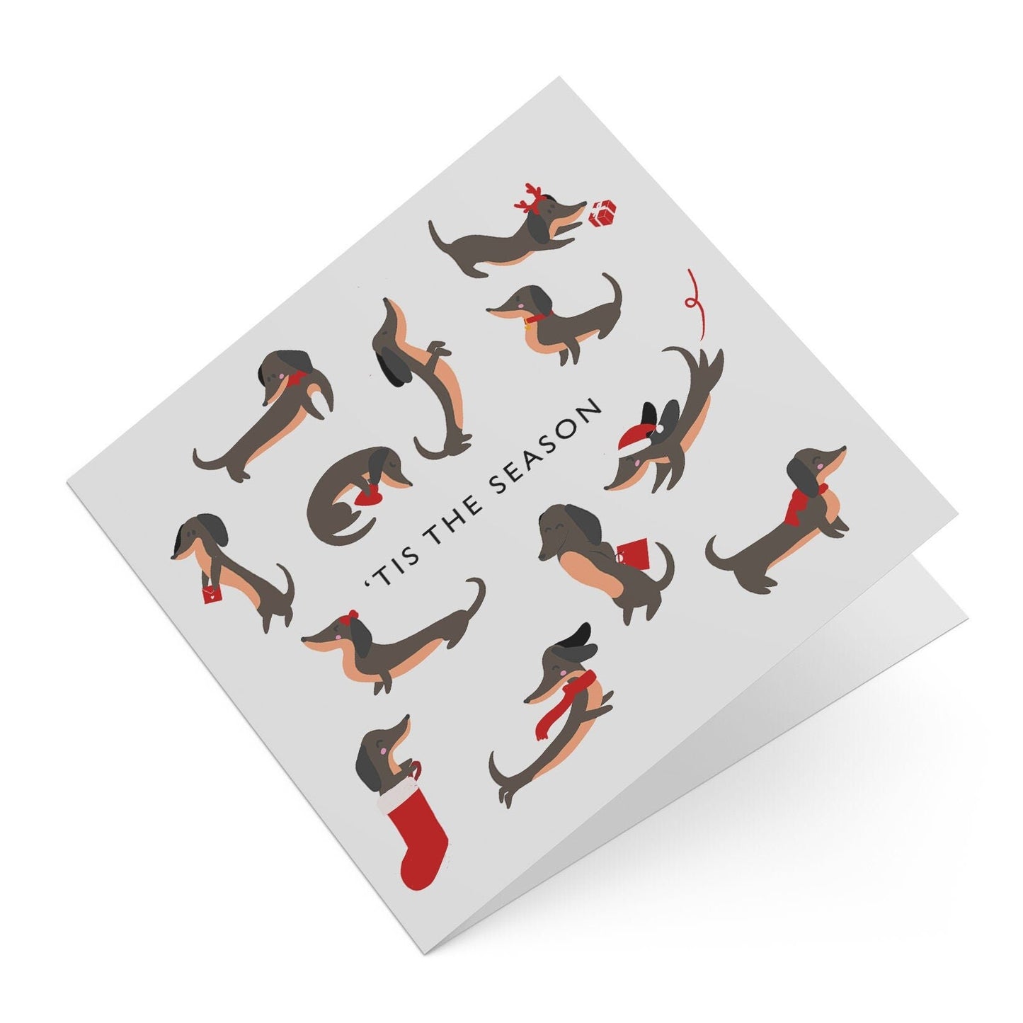 Holiday Greeting Card - Xmas Dachshunds (Christmas Greeting Cards, Charity Christmas Card, Cute Dog Card), Greeting Cards/Postcards, Greeting & Note Cards