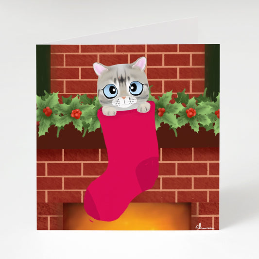 Holiday Greeting Card - Xmas Roo in Stocking (Christmas Greeting Cards, Charity Christmas Card, Cute Dog Card), Greeting Cards/Postcards, Greeting & Note Cards