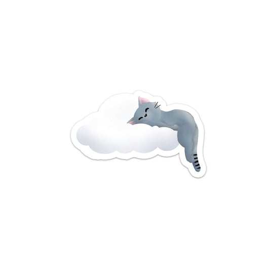Sleeping Kitties - Grey Kitty on Cloud (Sherman) - Vinyl Sticker, Stickers, Decorative Stickers