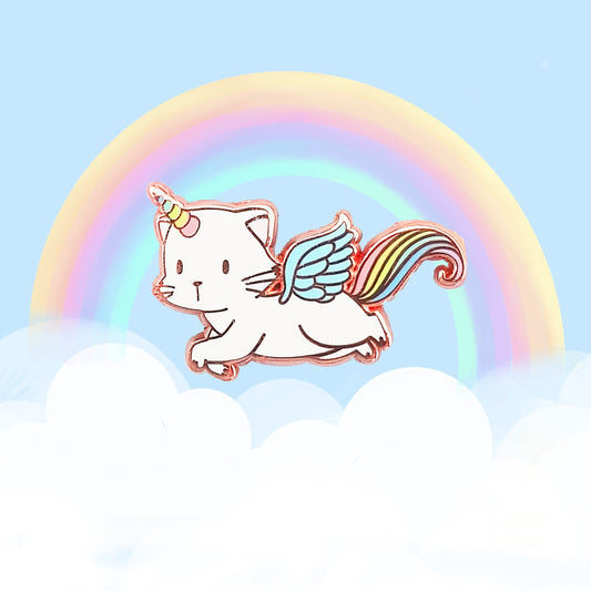 Kitticorn - Small Enamel Pin (Caticorn, Cat Unicorn), Pins, Brooches & Lapel Pins